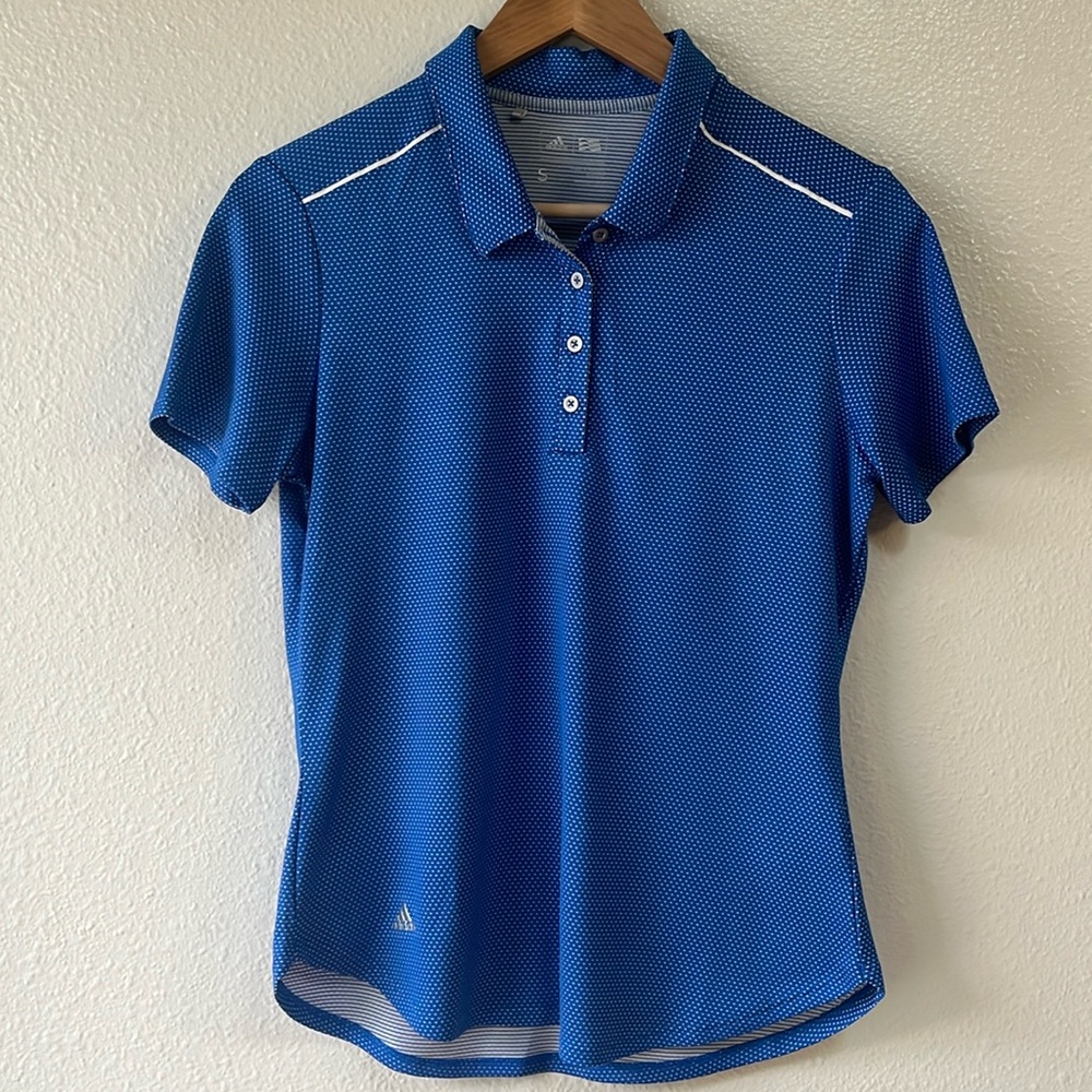 Adidas Women's Golf Tennis Pickleball Collared T-shirt Blue & White Small